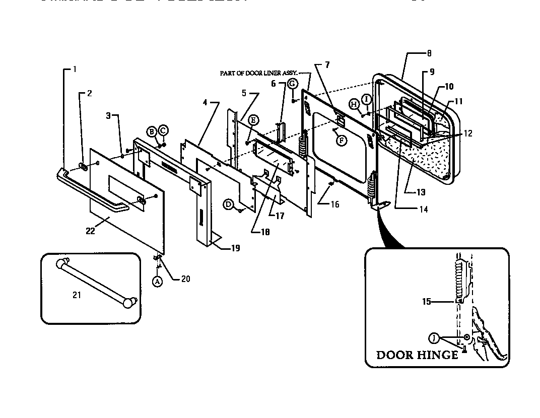 Thermador CT130-03 oven door assembly diagram