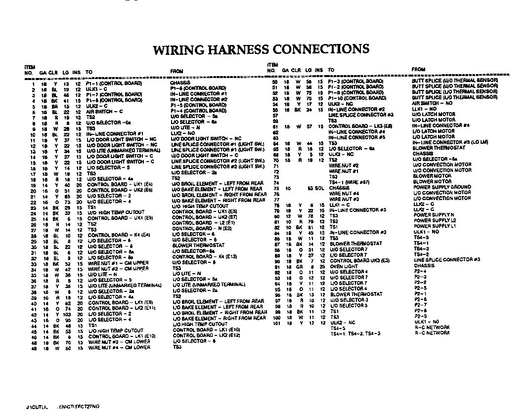 Thermador CT130-03 wiring harness connections diagram