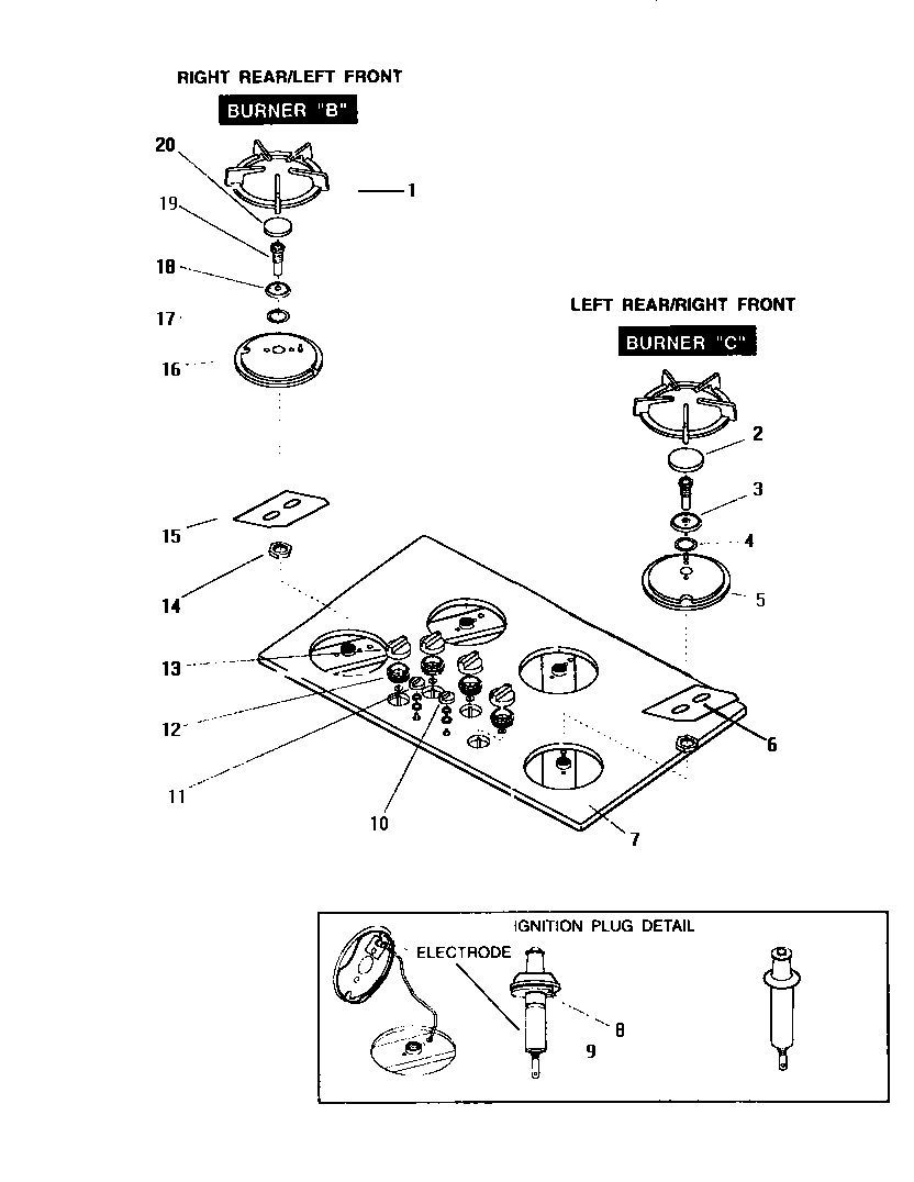 Thermador GGNCV365W main top diagram