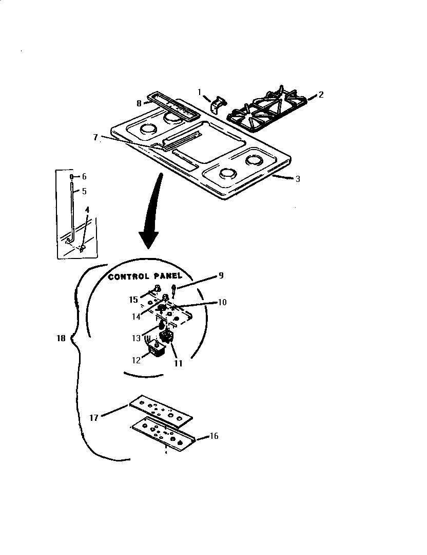 Thermador GCV36 maintop diagram
