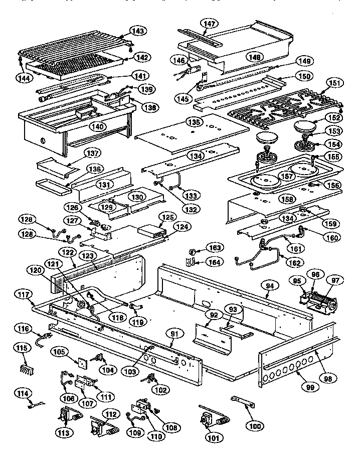 Thermador PRSE48-6GD cooktop diagram