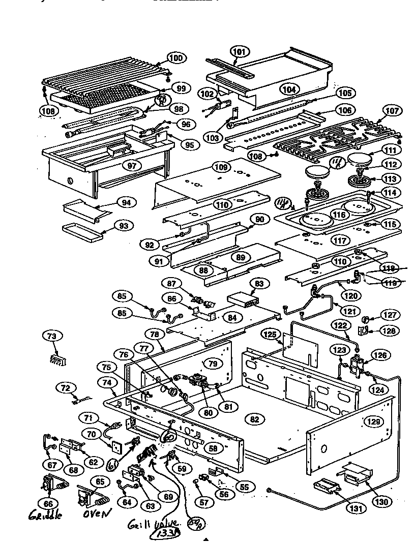 Thermador PRSG364GD cooktop diagram