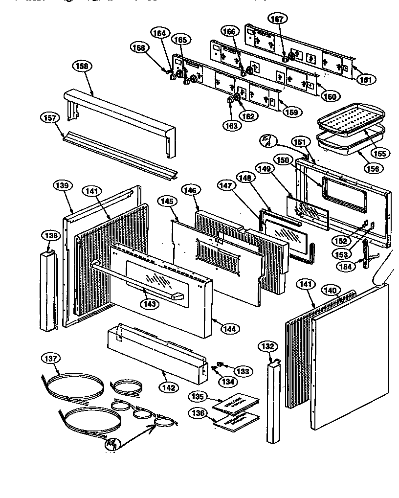 Thermador PRSG364GD doors/controls/side panels diagram