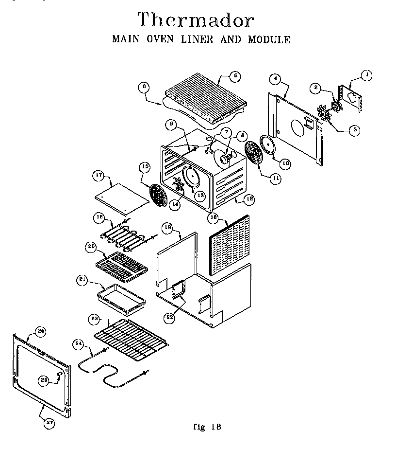 Thermador RED30VQRS (9708 & UP) main oven liner and module diagram