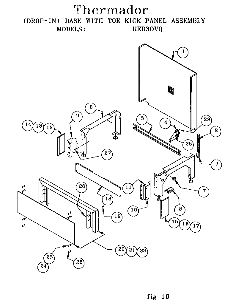 Thermador RED30VQRS (9708 & UP) base with toe kick red30vq diagram