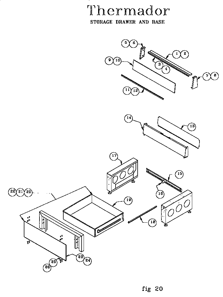 Thermador RED30VQRS (9708 & UP) storage drawer and base diagram