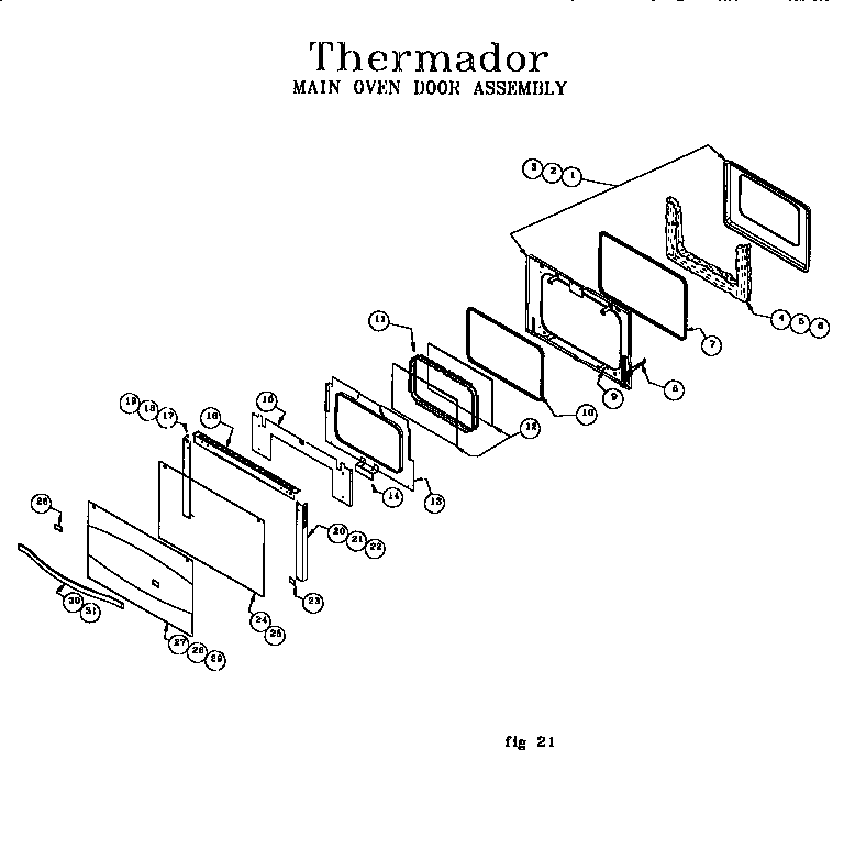 Thermador RED30VQRS (9708 & UP) main oven door assembly diagram
