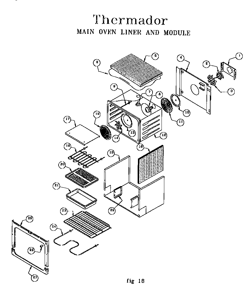 Thermador REF30QW (9708 & UP) main oven liner and module diagram