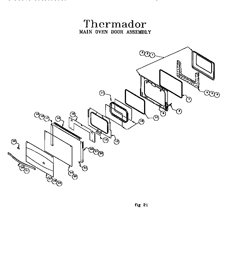 Thermador REF30QW (9708 & UP) main oven door assembly diagram