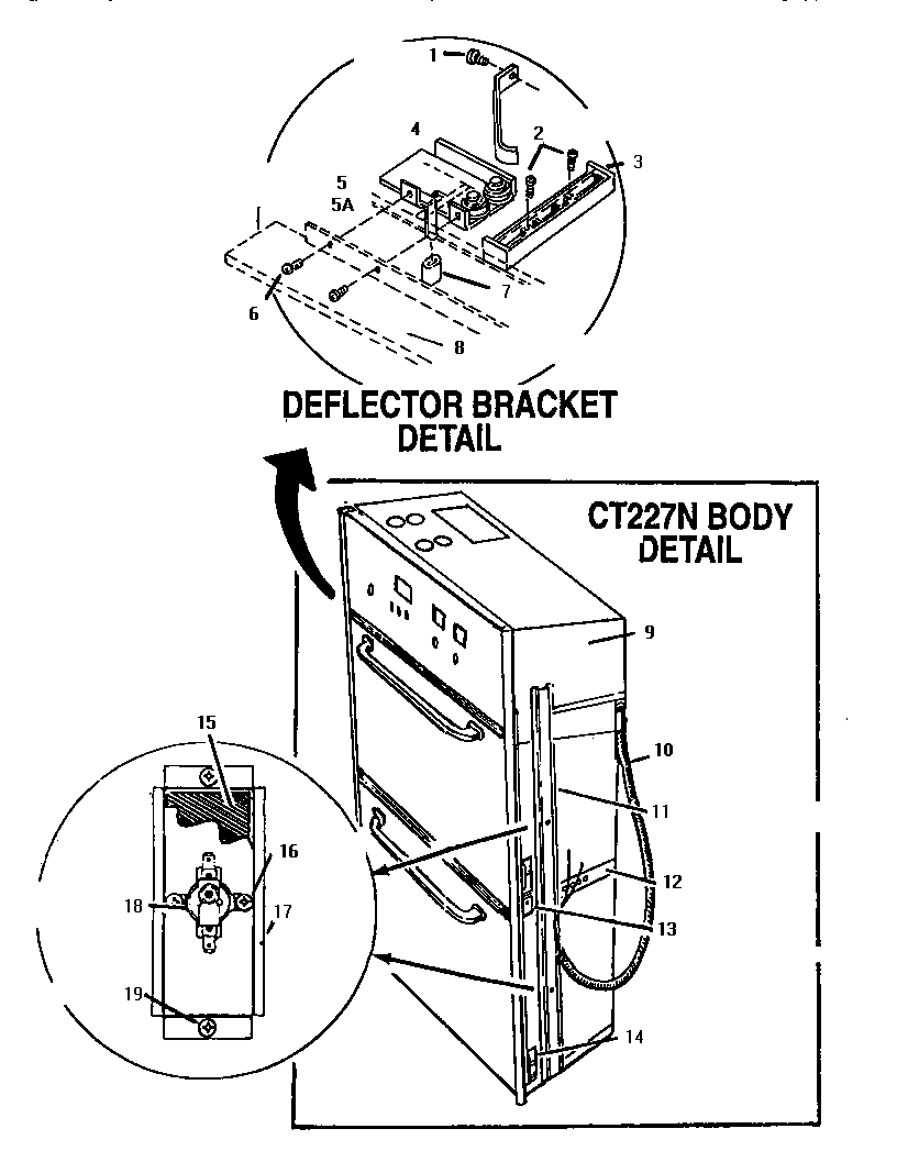 Thermador CT127N deflector bracket detail diagram
