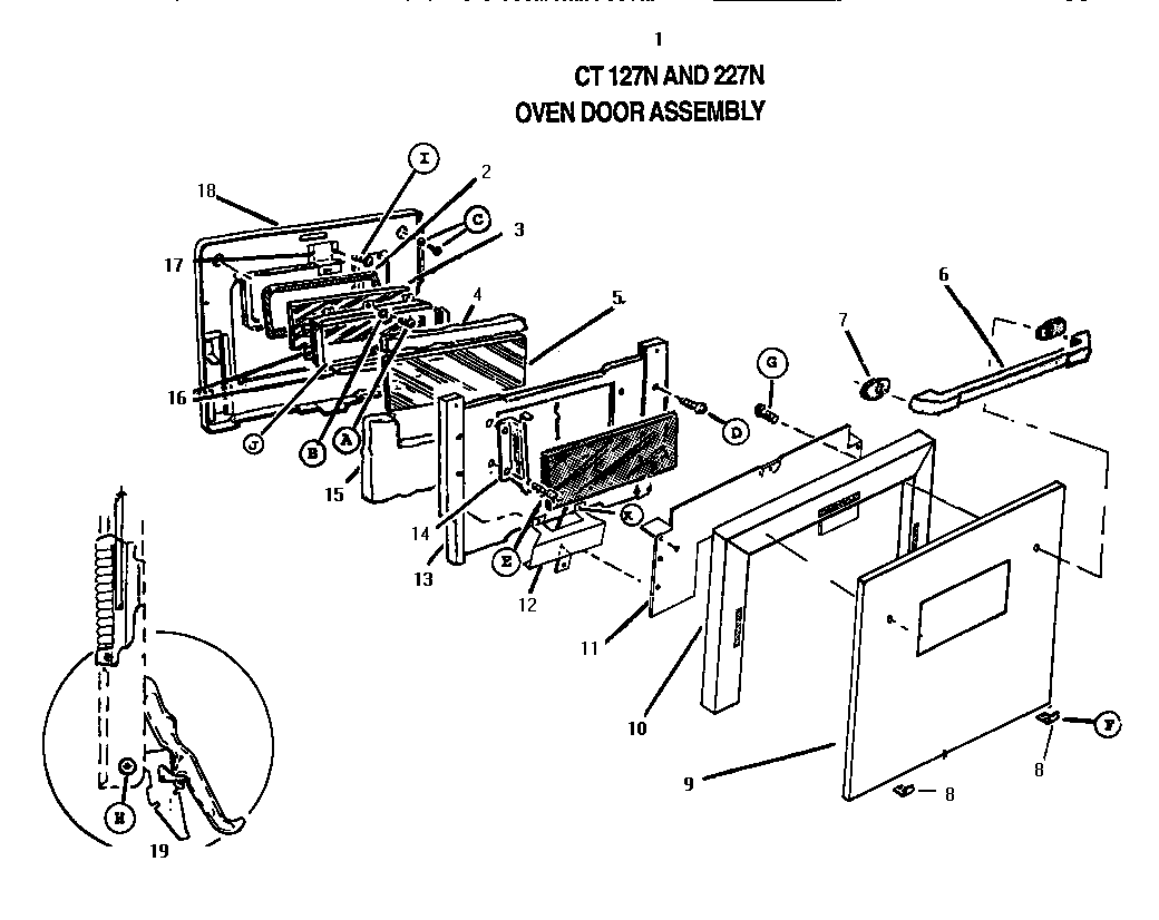 Thermador CT127N oven door diagram