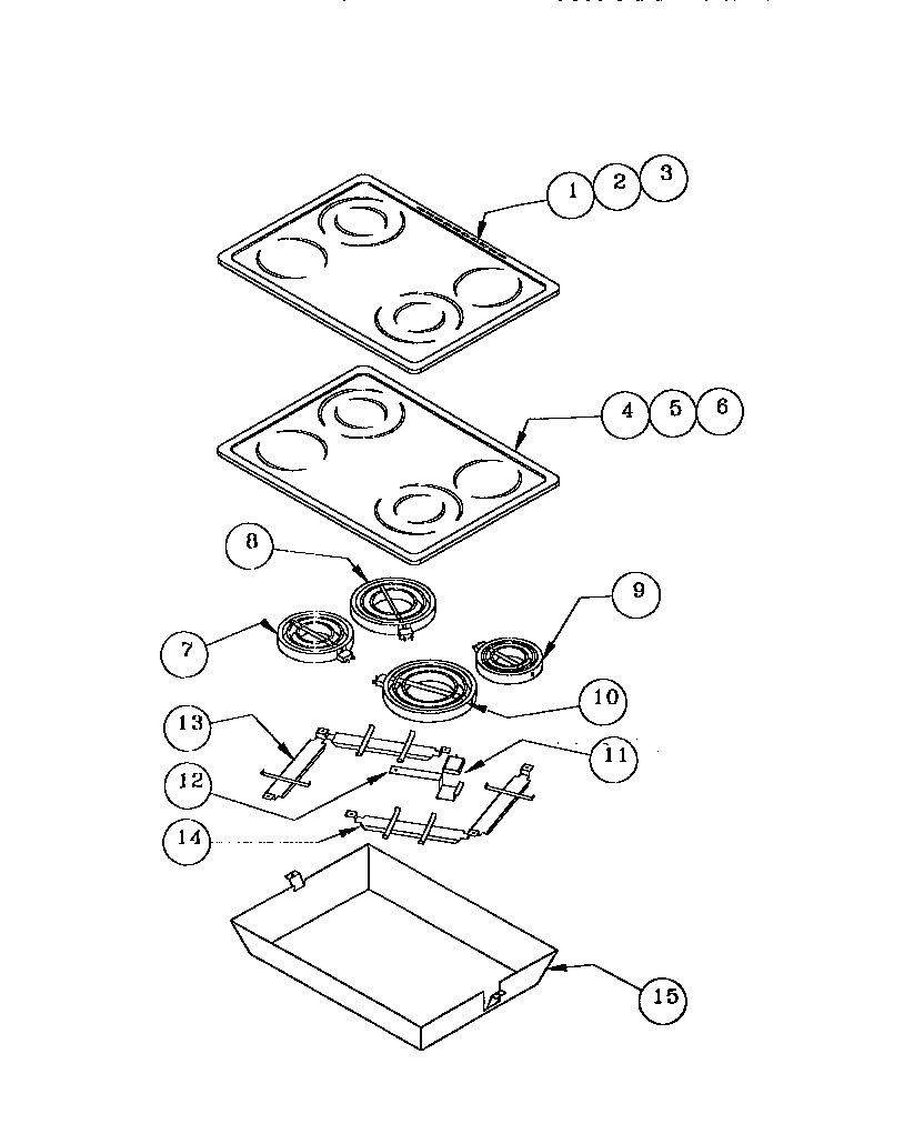 Thermador REF30 maintop component diagram