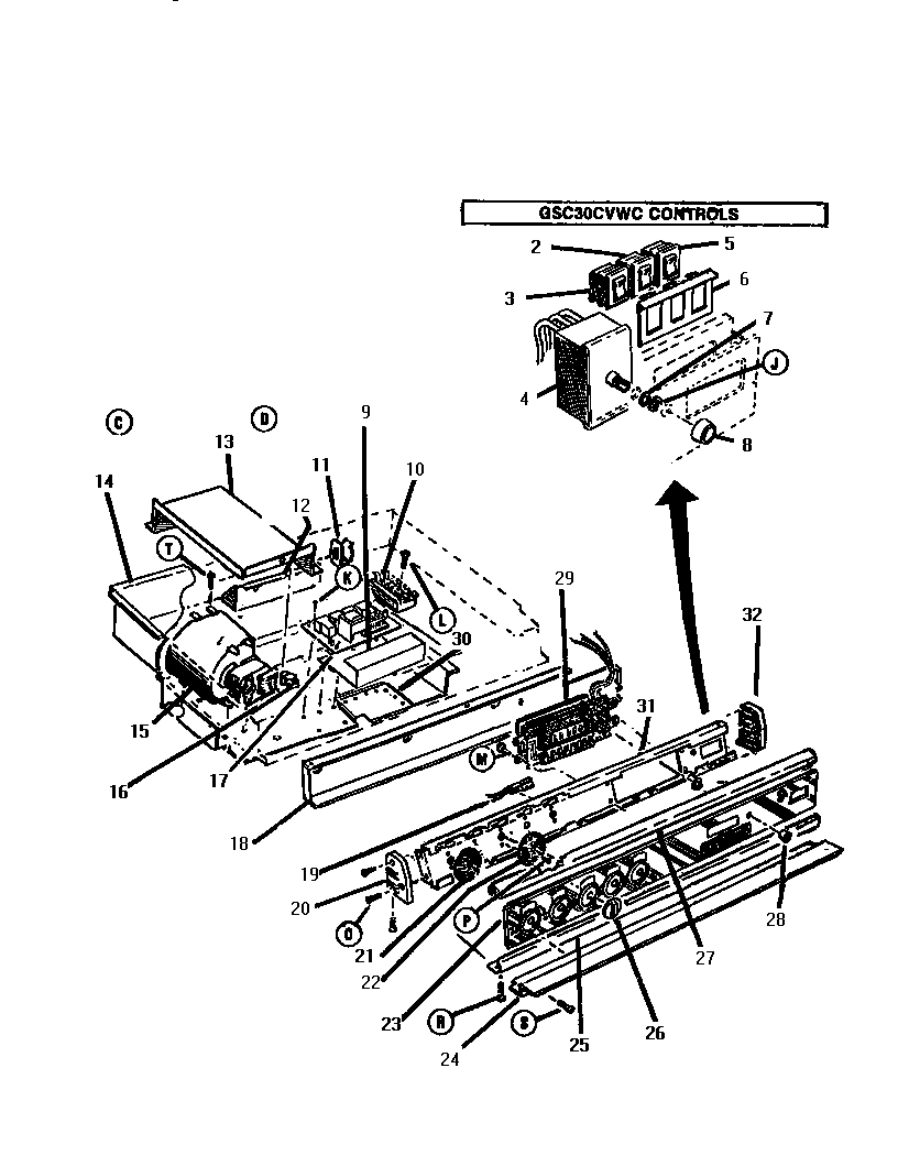 Thermador GSC30WC-01 burner box and control panel diagram