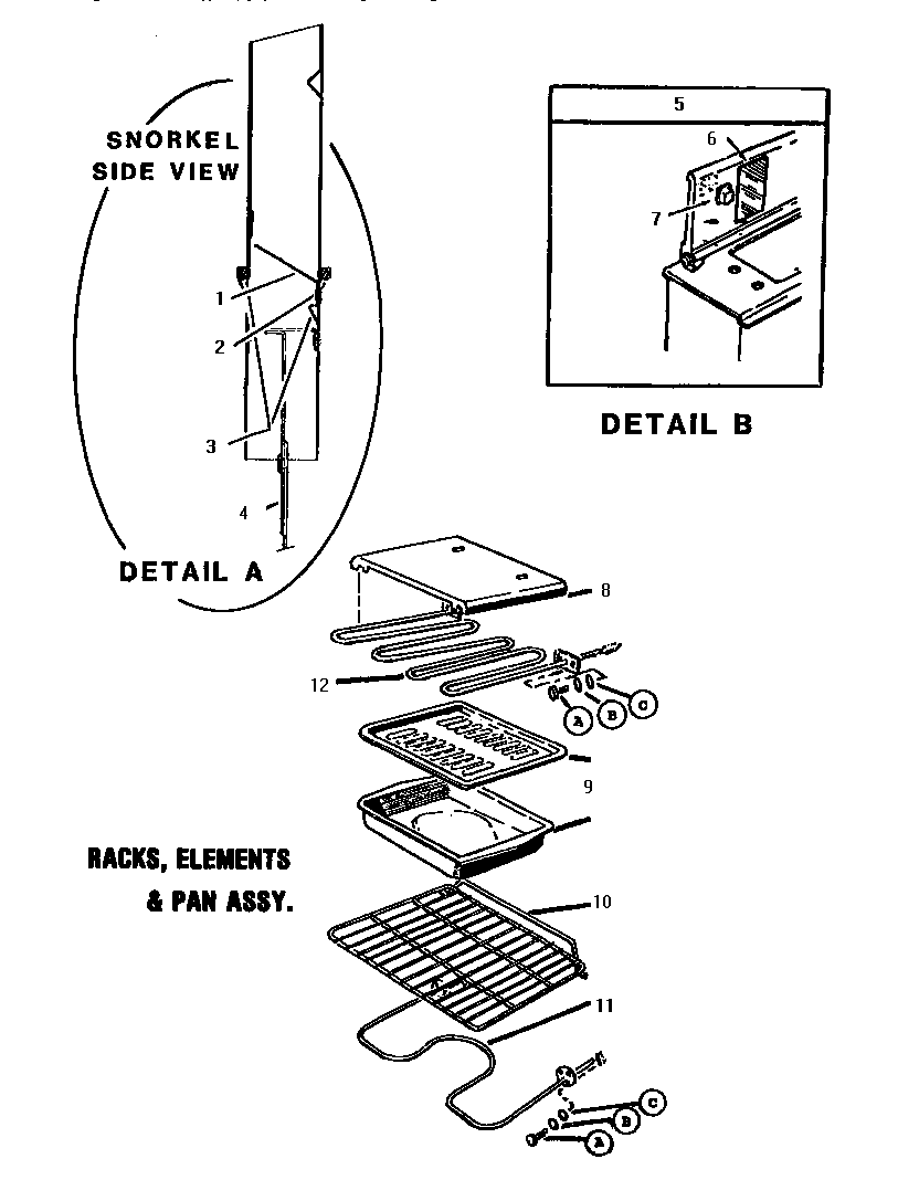 Thermador GSC30WC-01 racks/elements/pan assembly diagram