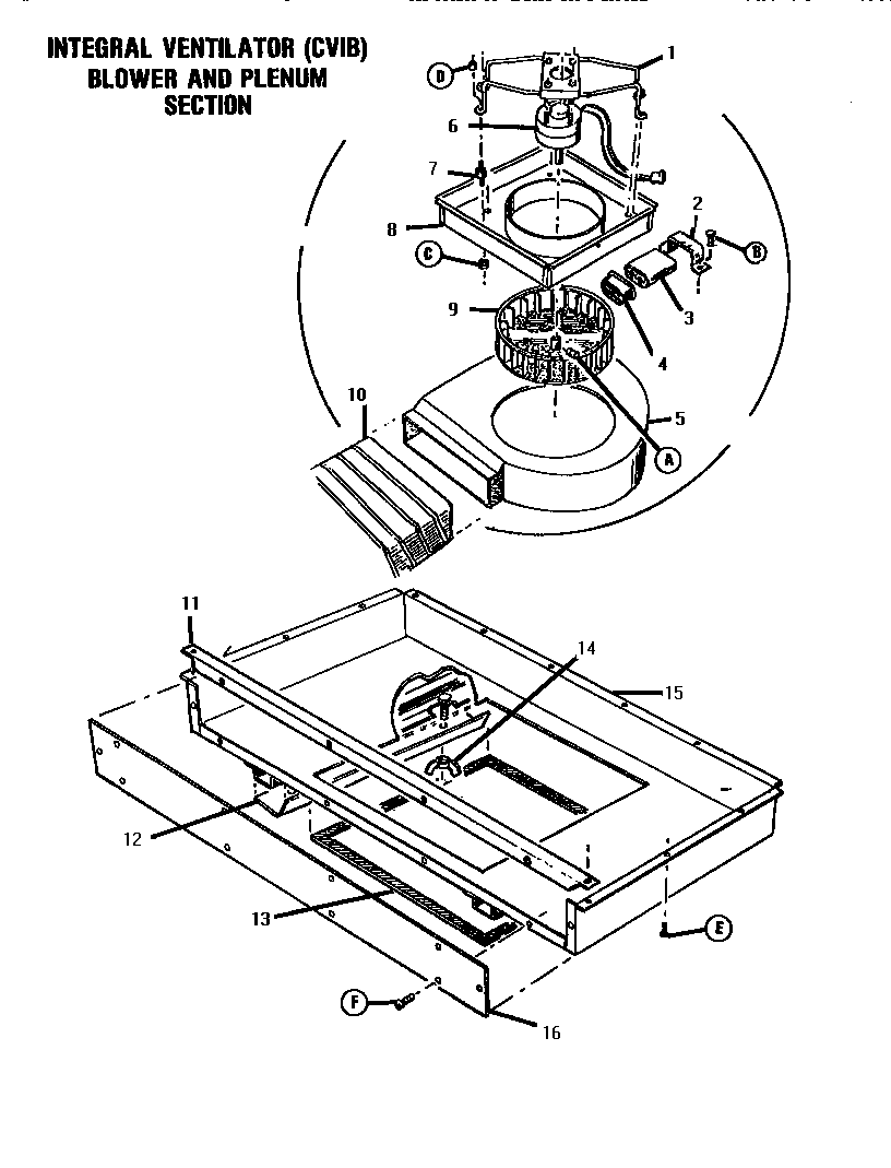 Thermador GSC30WC-01 integral ventilator/blower/plenum diagram