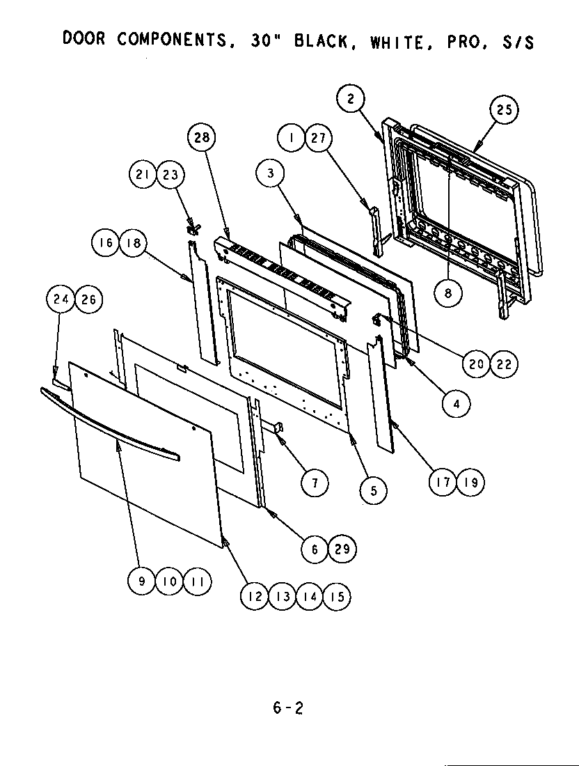 Thermador SC301T door components (s301t) (s302t) (sc301t) (sc302t) (scd302t) diagram