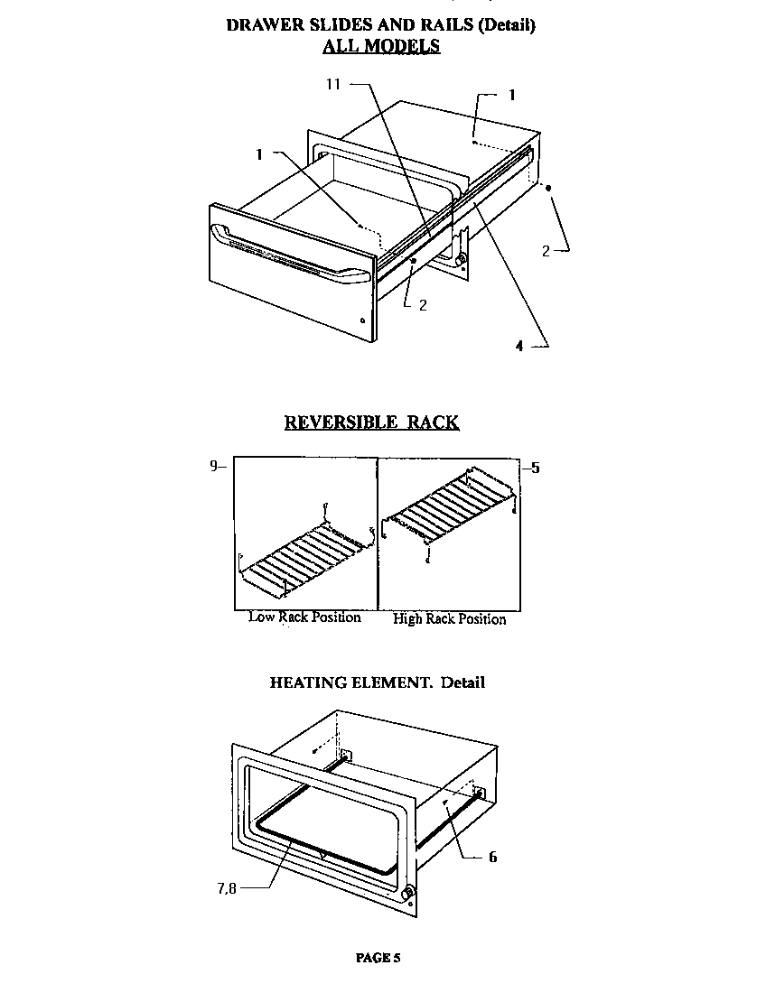 Thermador WD27QPRS drawer slides and rails (detail) diagram