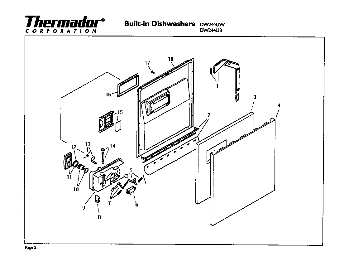 Thermador DW244UW door diagram
