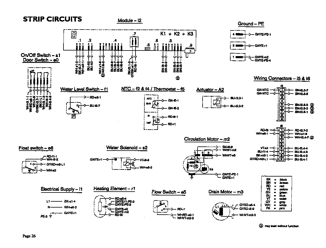 Thermador DW244UW strip circuits diagram