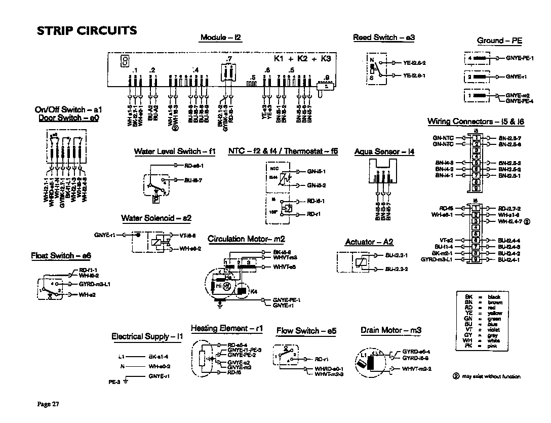Thermador DW244UW strip circuits diagram