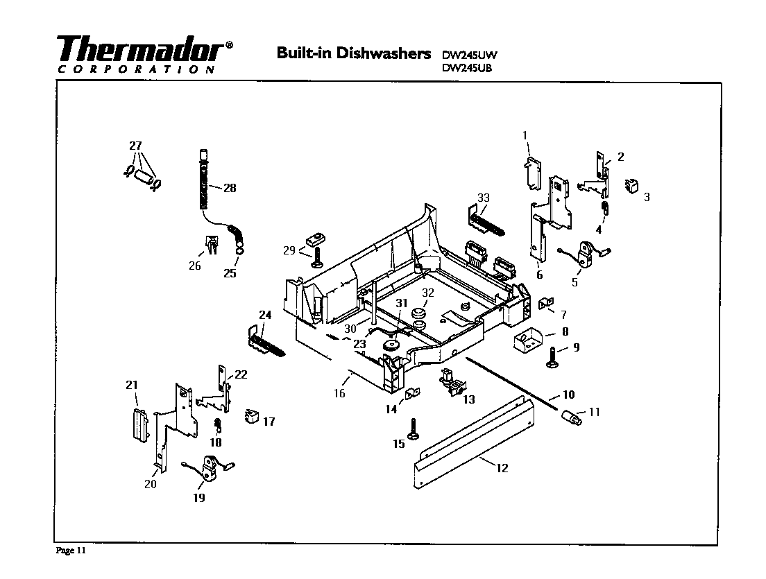 Thermador DW245UW base diagram