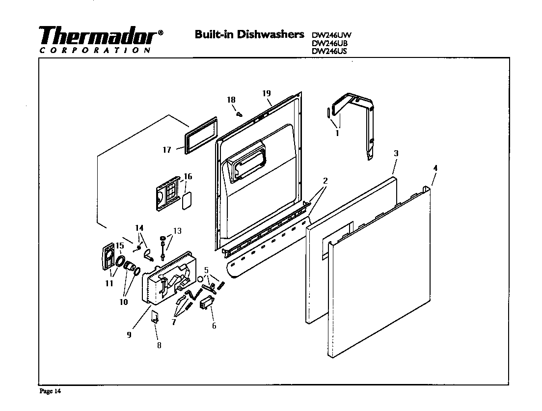 Thermador DW246US door diagram