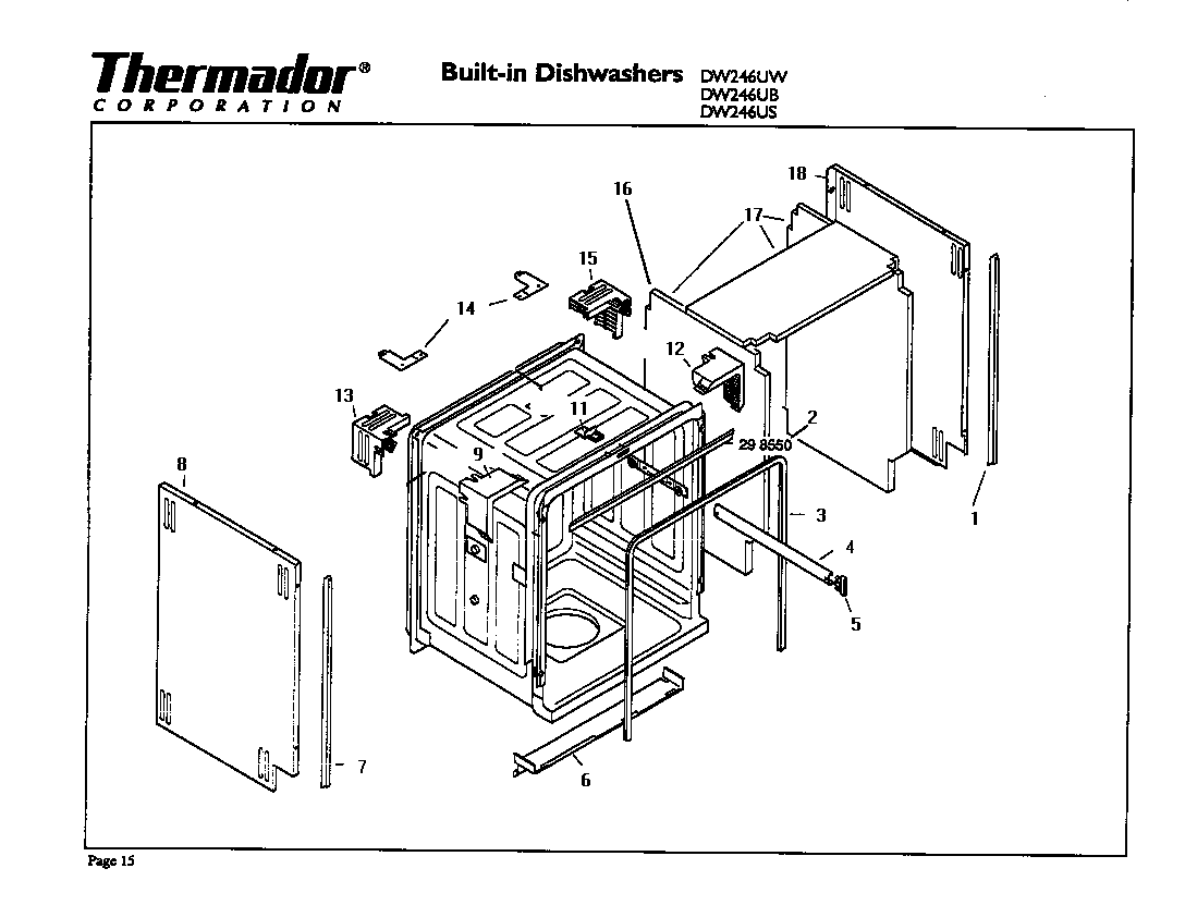 Thermador DW246US tub diagram