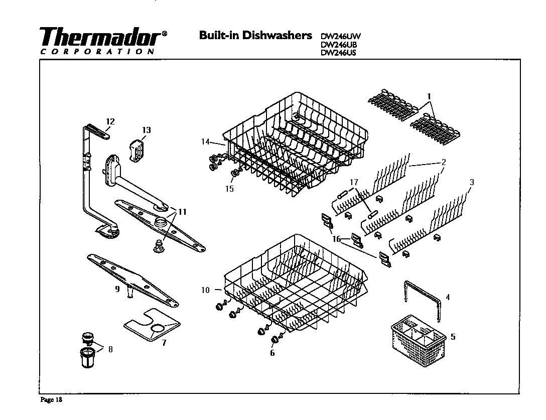 Thermador DW246US racks diagram