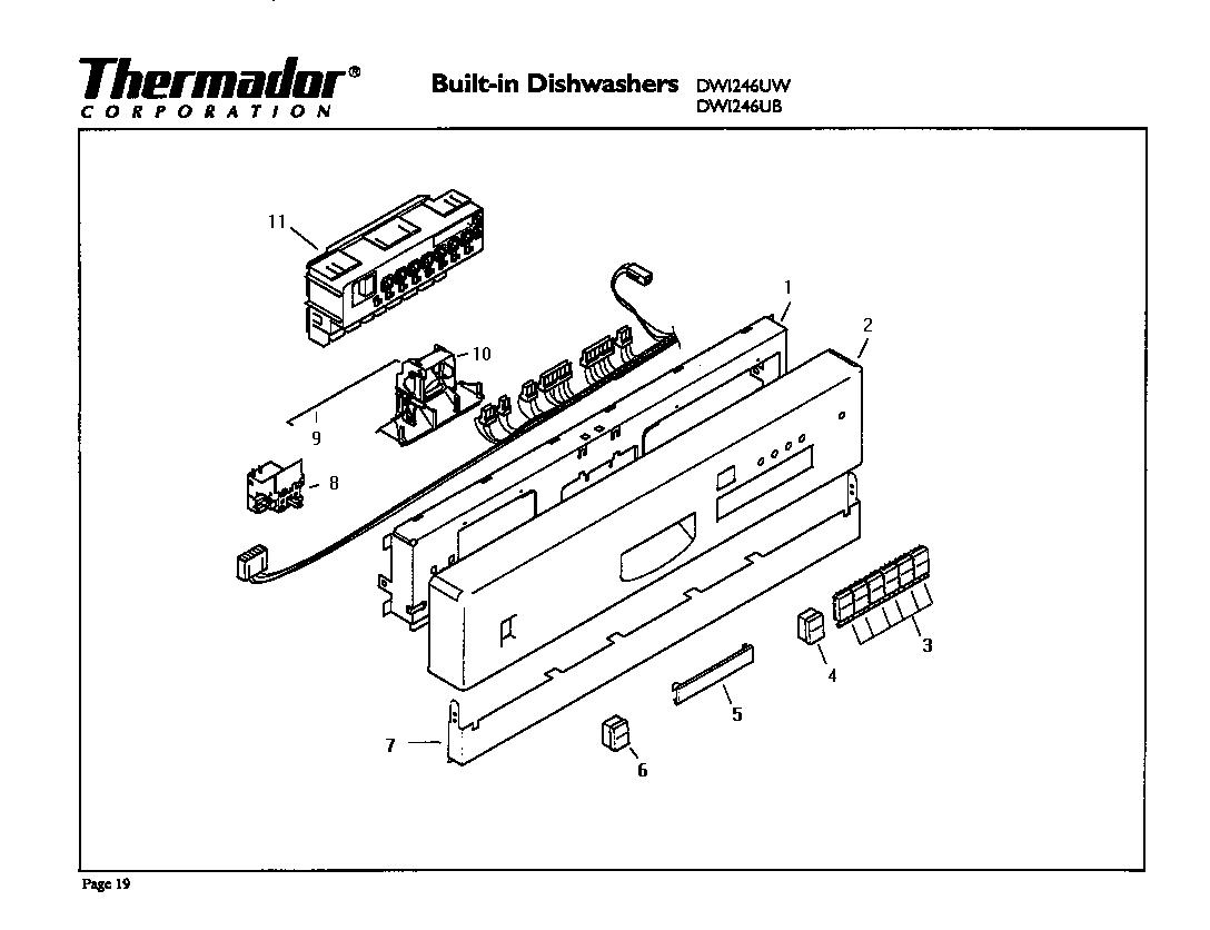 Thermador DWI246UW control panel diagram