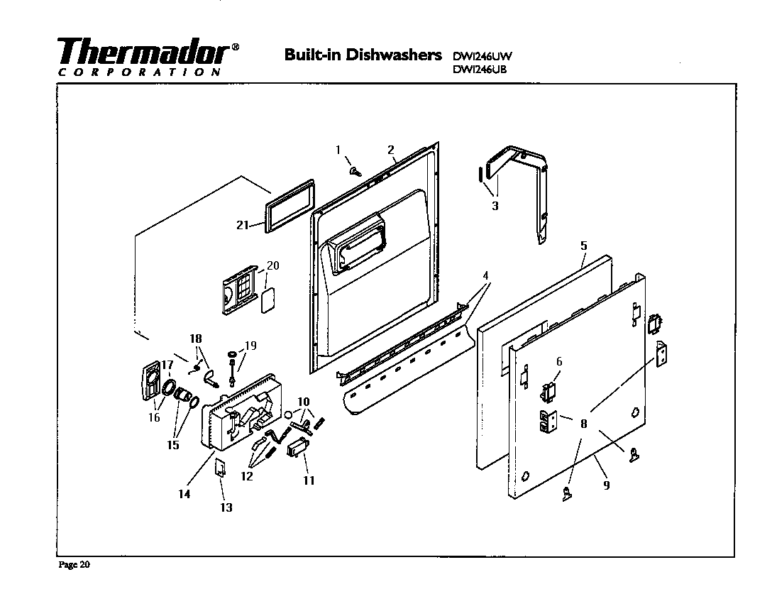 Thermador DWI246UW door diagram