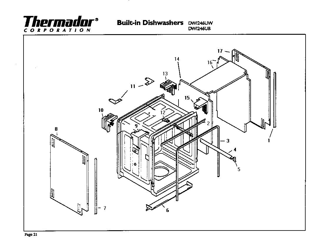 Thermador DWI246UW tub diagram