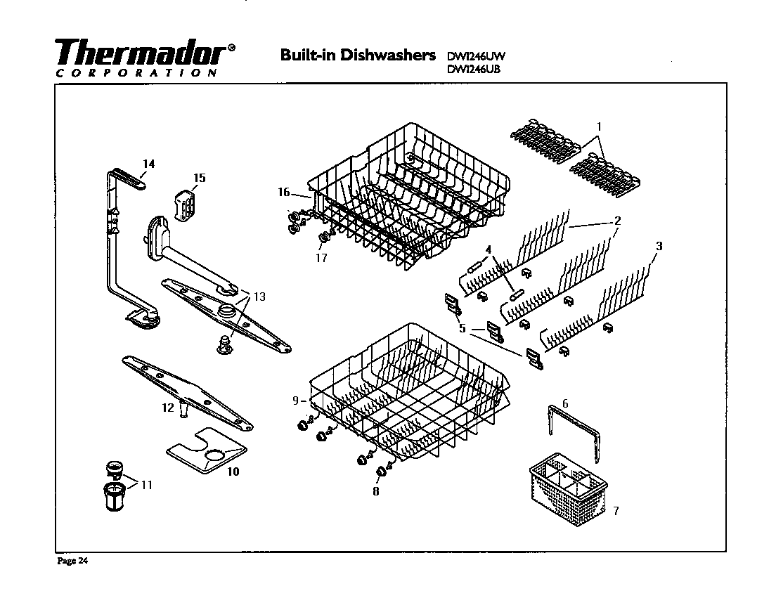 Thermador DWI246UW racks diagram