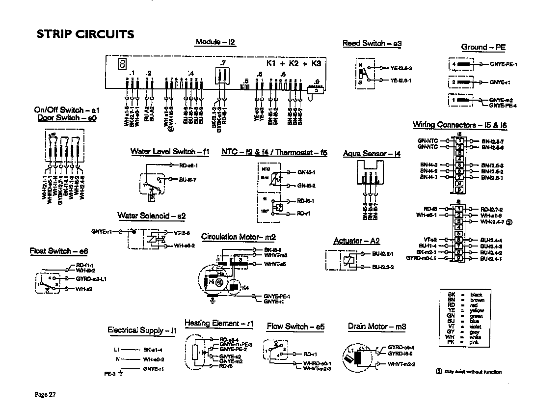 Thermador DWI246UW strip circuits diagram
