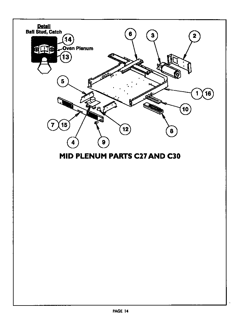 Thermador C301UW mid plenum, c27 and c30 diagram