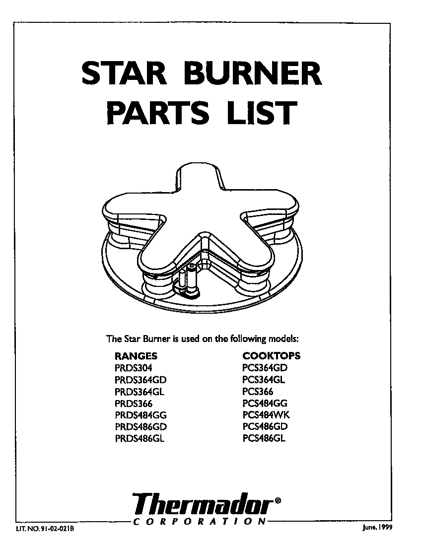 Thermador PRDS366 cover diagram