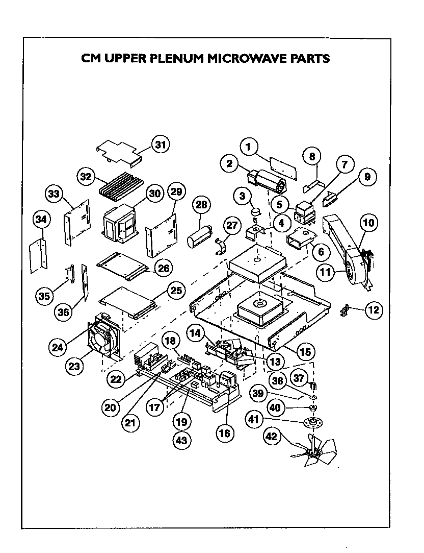 Thermador CM301W cm upper plenum microwave parts diagram