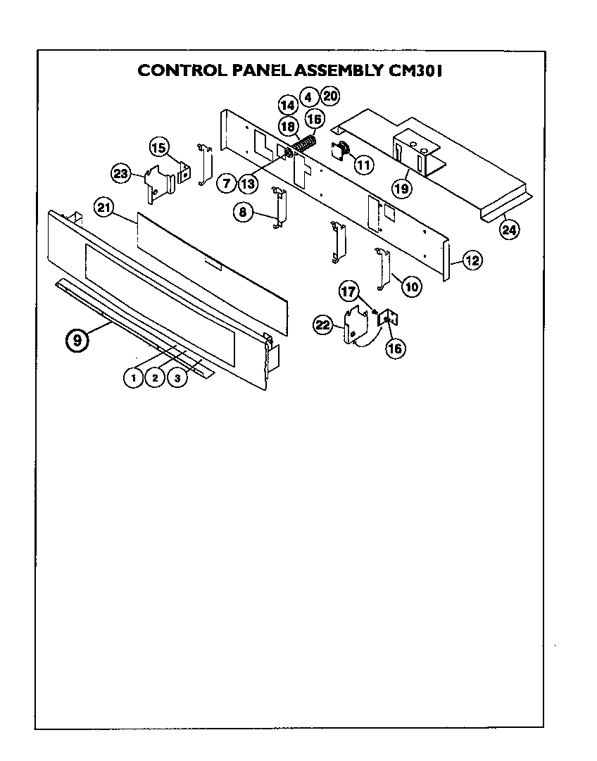 Thermador CM301W control panel assembly cm301 diagram