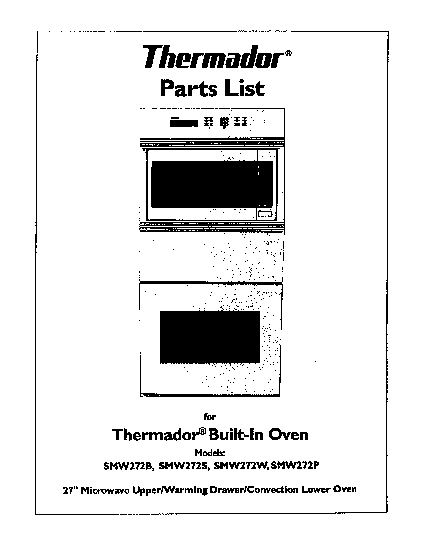 Thermador SMW272P front cover diagram
