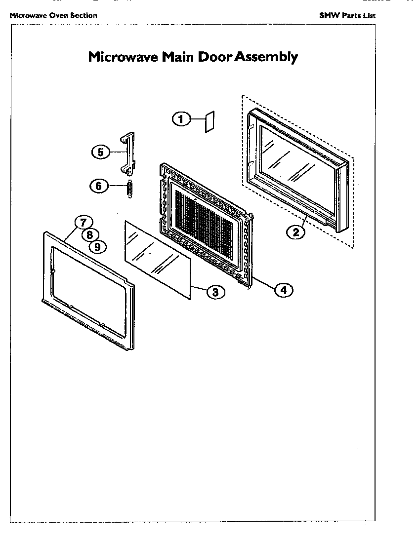 Thermador SMW272P microwave main door assembly diagram