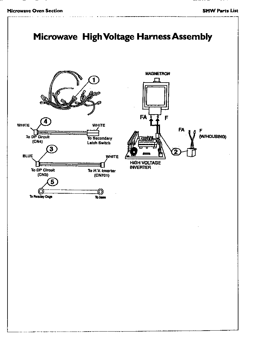 Thermador SMW272P high voltage harness assembly diagram