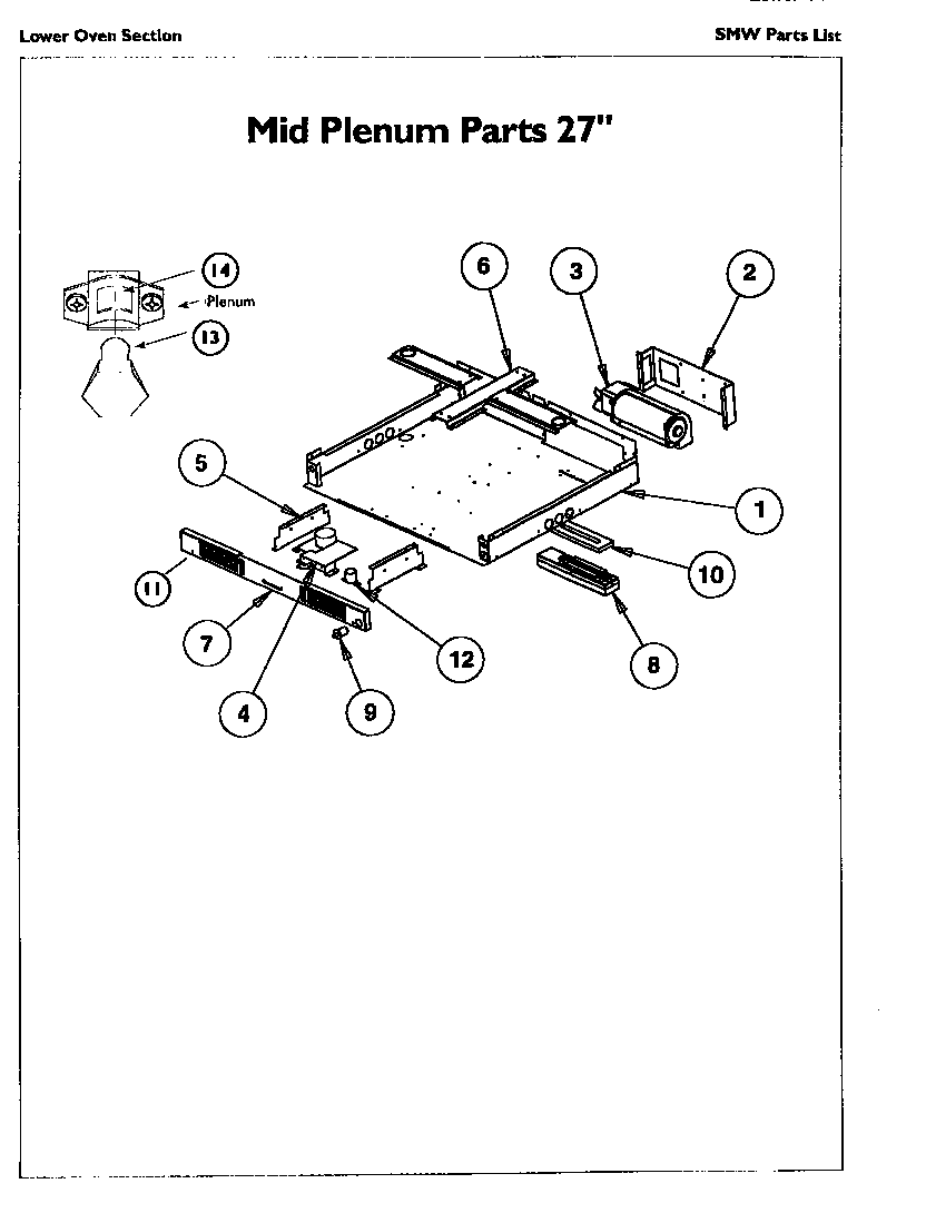 Thermador SMW272P mid plenum 27" diagram