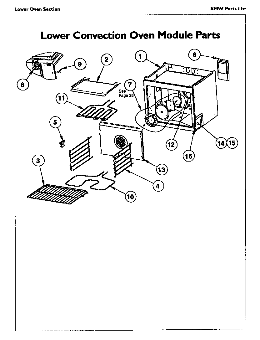 Thermador SMW272P lower convection oven module diagram