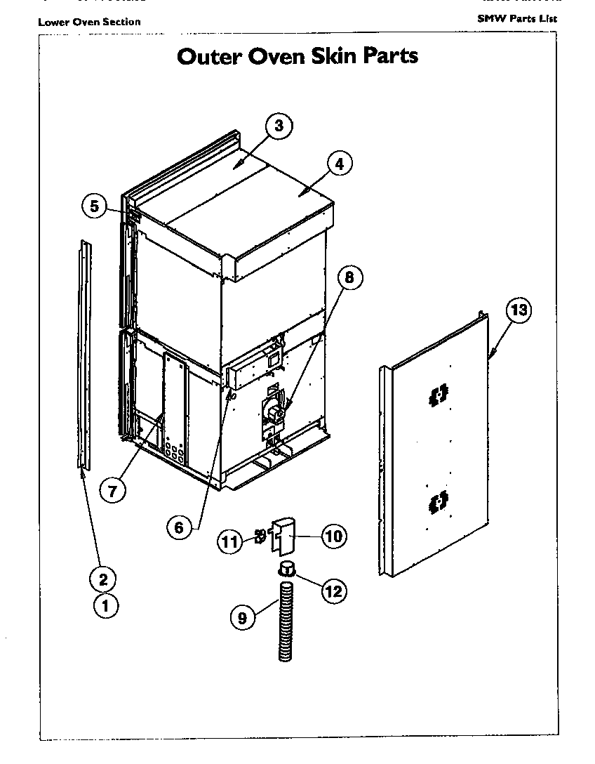 Thermador SMW272P outer oven skin diagram