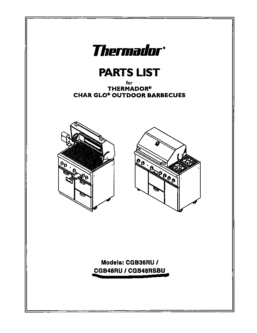 Thermador CGB48RSBU cover diagram