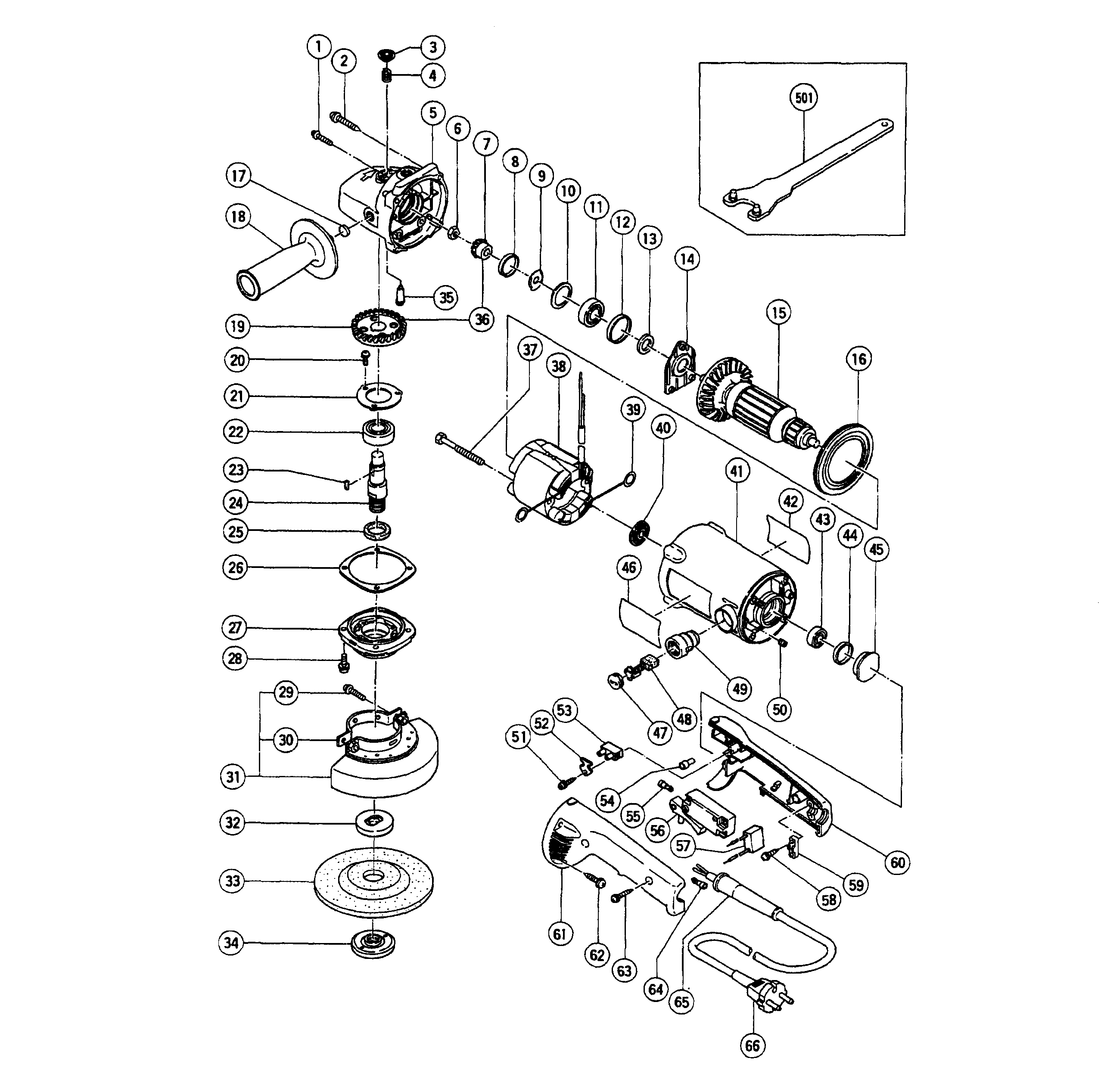 Hitachi G13SC2 angle grinder diagram