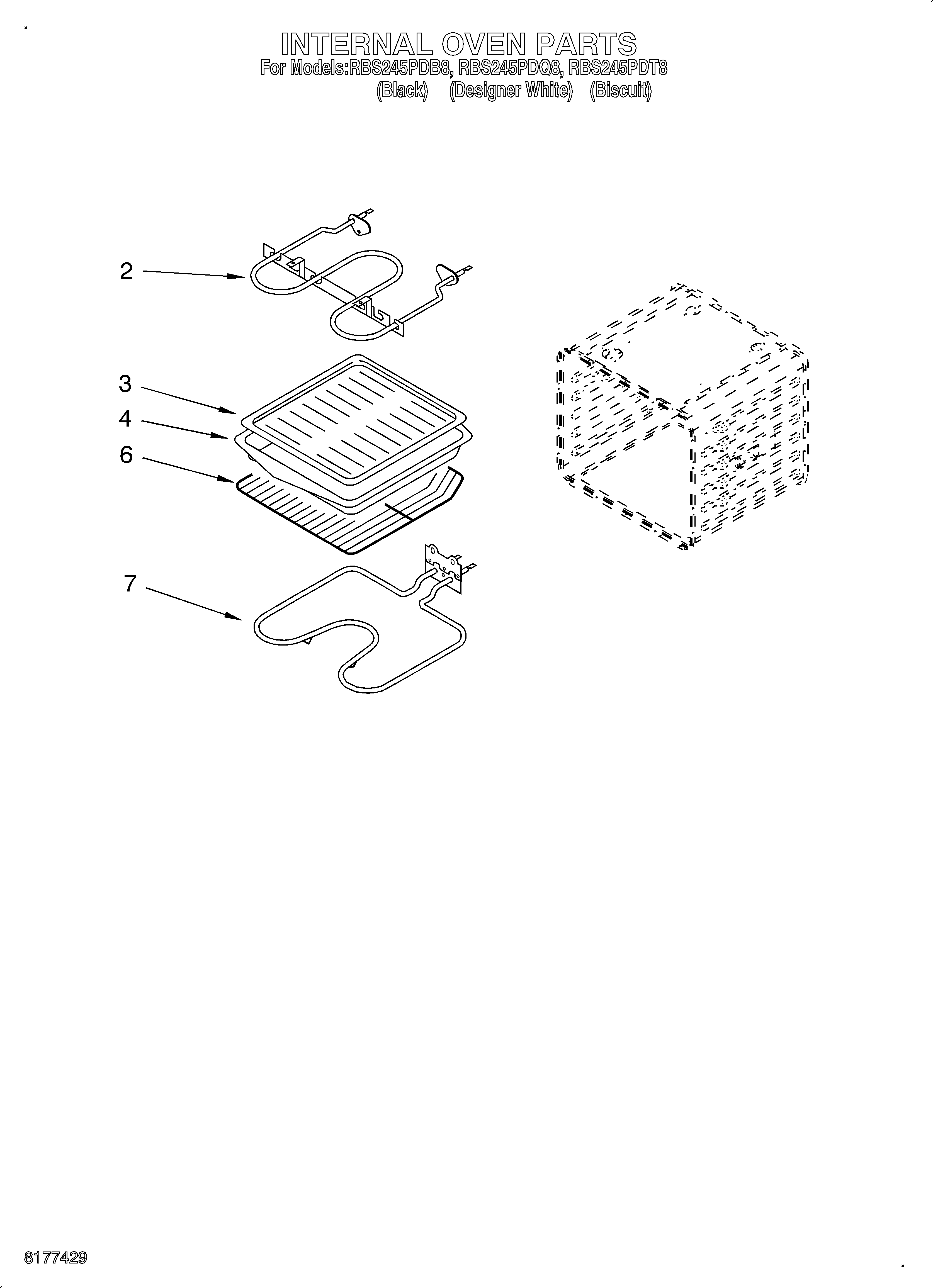 Whirlpool RBS245PDQ8 internal oven diagram