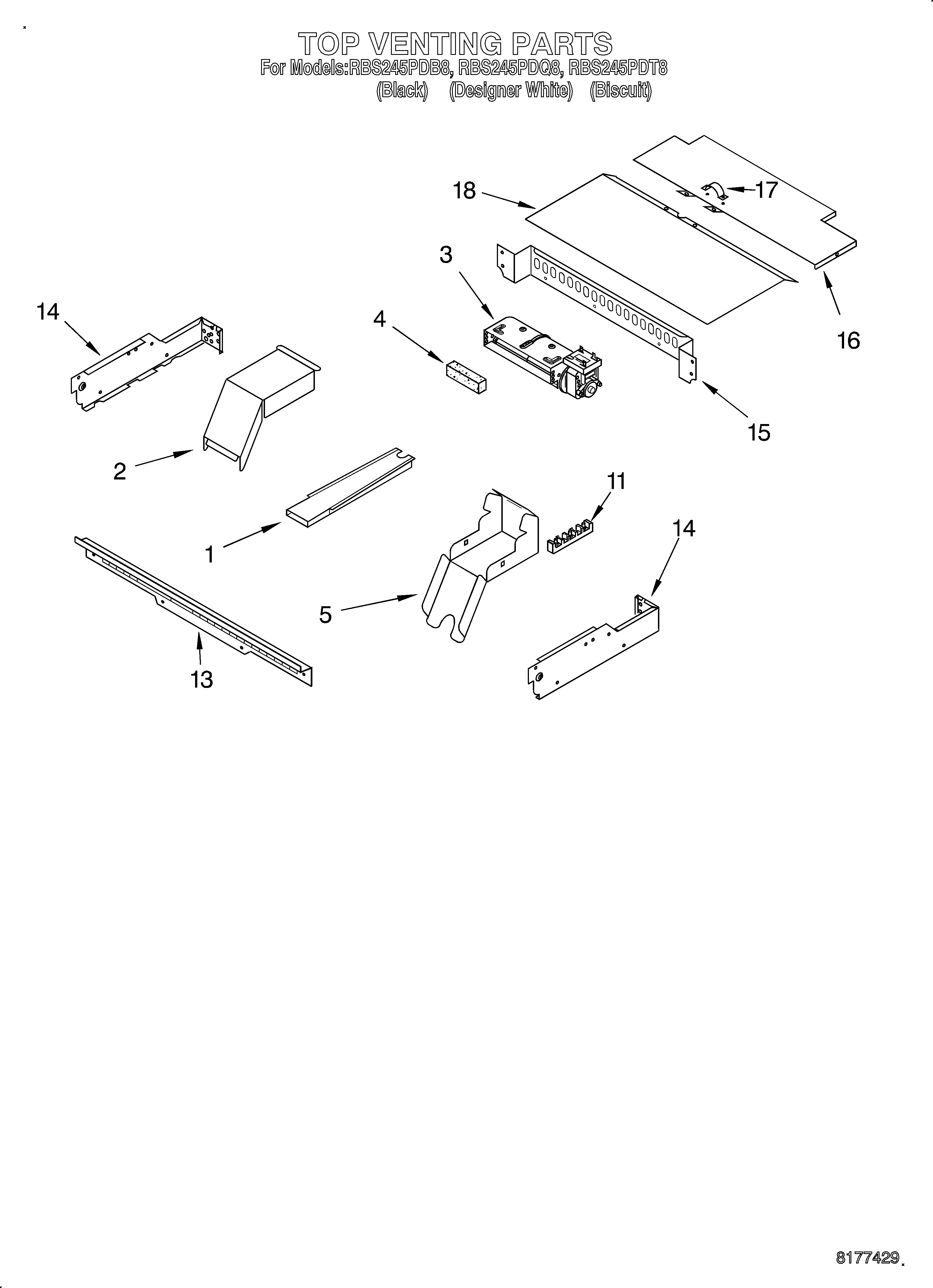 Whirlpool RBS245PDQ8 top venting/optional diagram