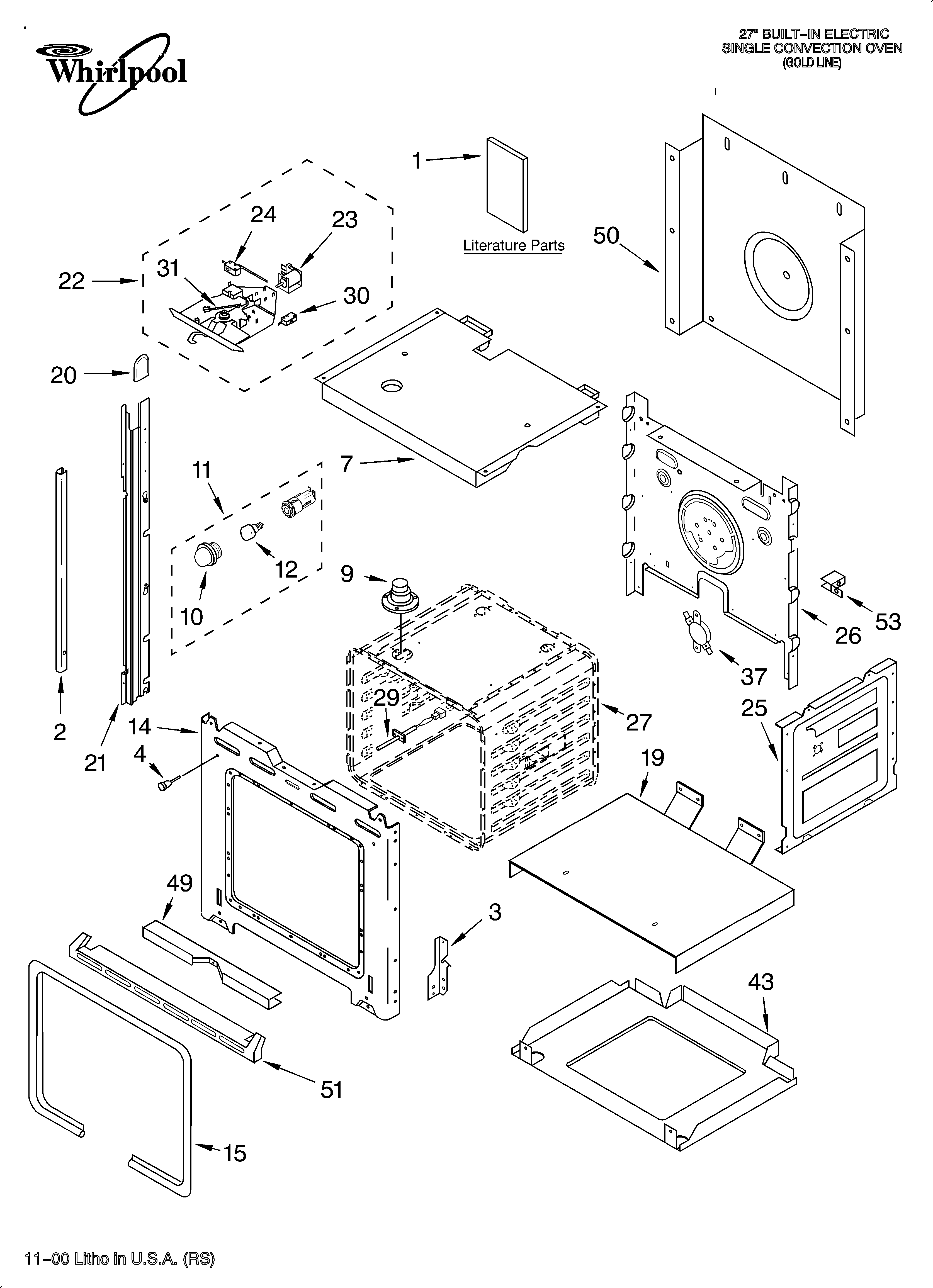Whirlpool GBS277PDB3 oven/literature diagram