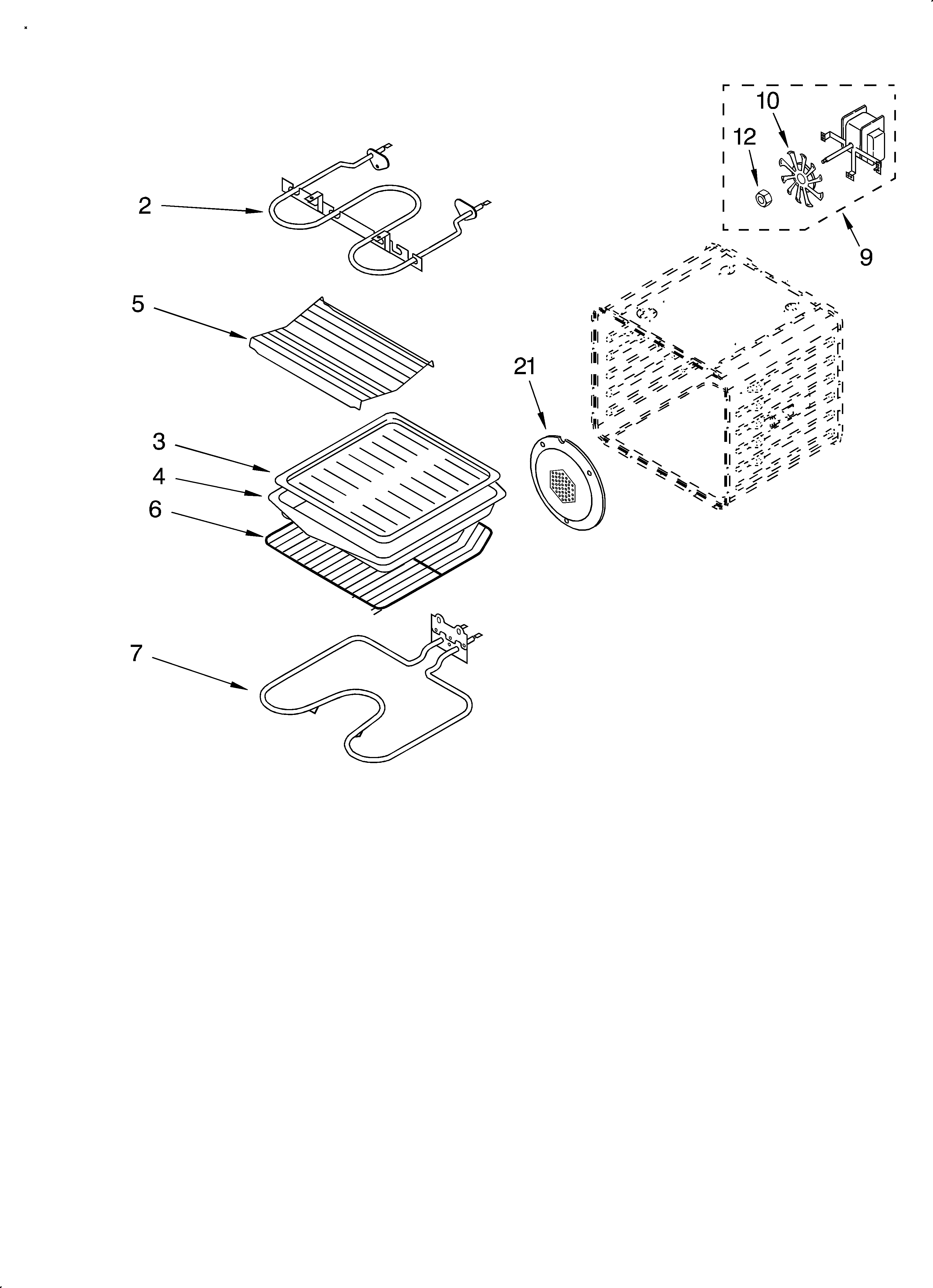 Whirlpool GBS277PDB3 internal oven diagram