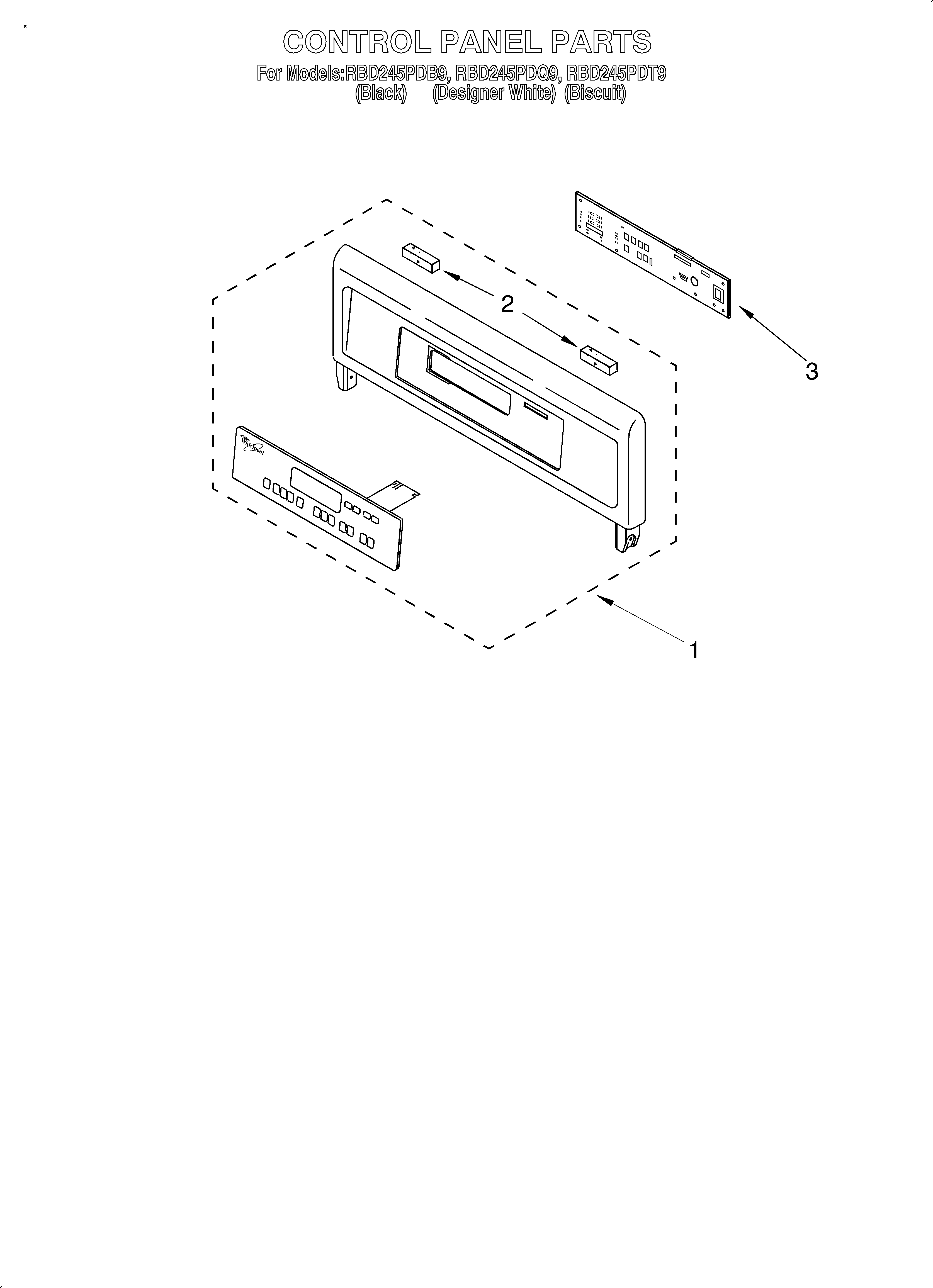 Whirlpool RBD245PDT9 control panel diagram